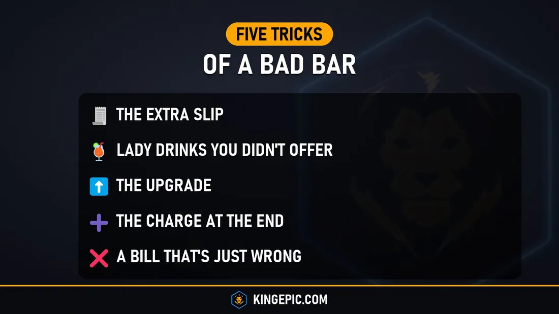 Five bar bill tricks in Thailand: the extra slip, lady drinks you did not offer, the upgrade, the charge at the end, a bill that is just wrong