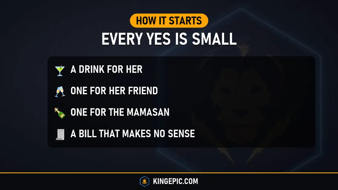 How nice guys get played in Thailand: a drink for her, one for her friend, one for the mamasan, and a bill that makes no sense
