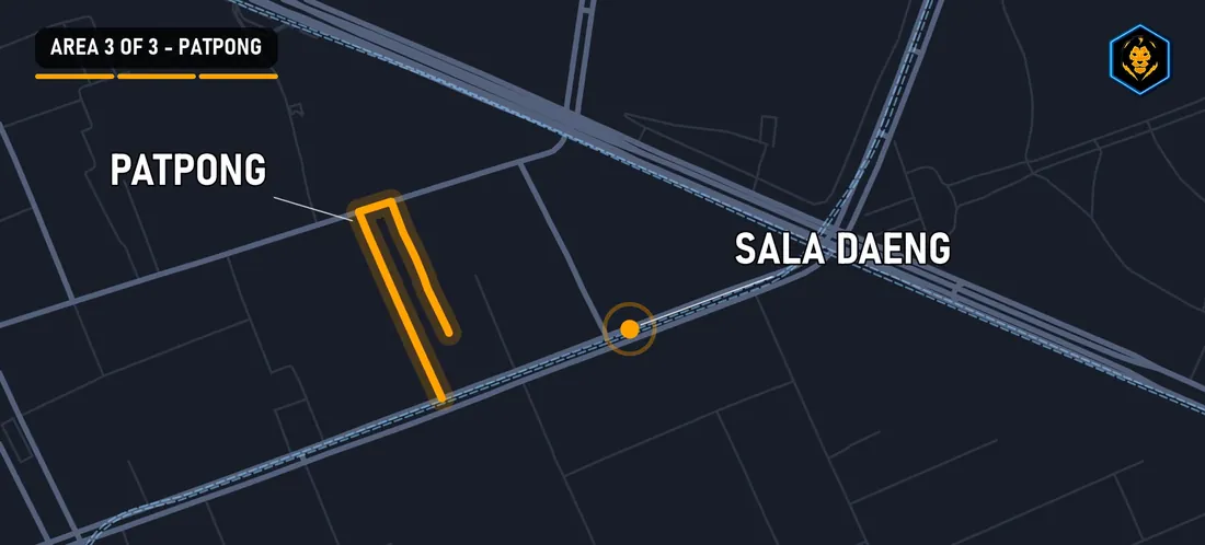 Map of Patpong in the Silom area of Bangkok, next to Sala Daeng station