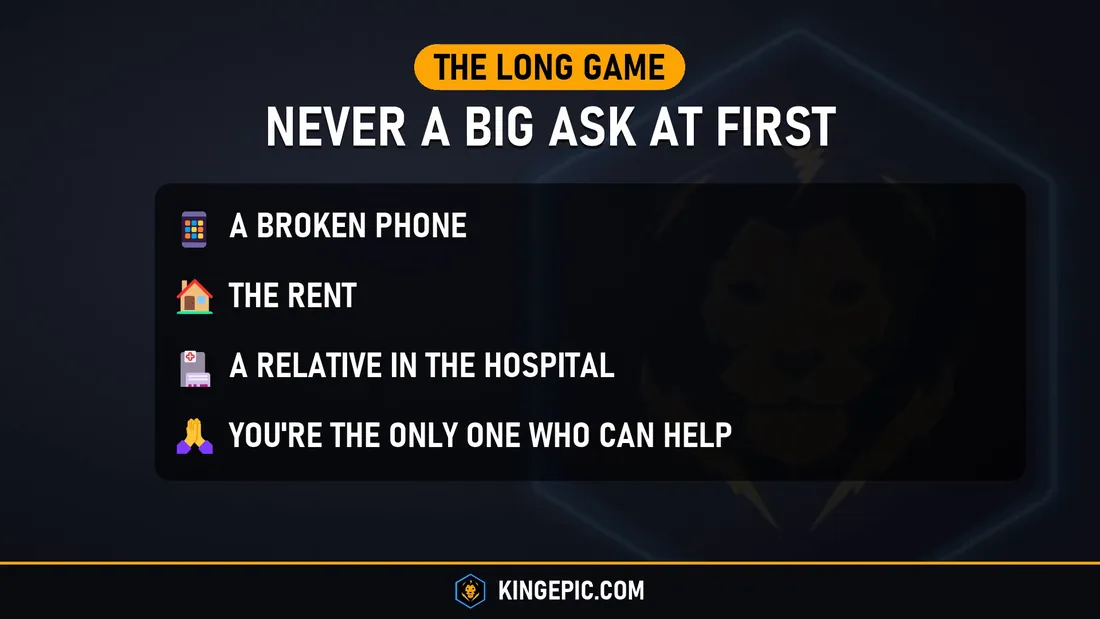 The long game: a broken phone, the rent, a relative in the hospital, and you are the only one who can help